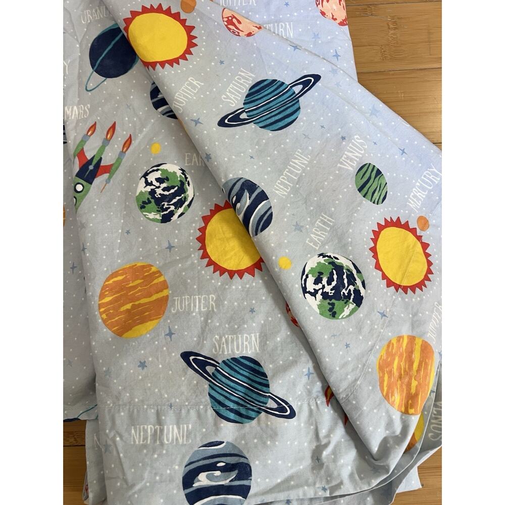 Pottery Barn Kids Solar System Glow-in-the-Dark Full Flat Sheet~ 100% Cotton